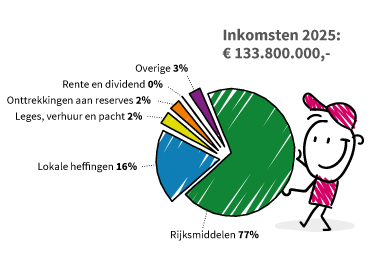 Illustratie cirkeldiagram met alle inkomsten