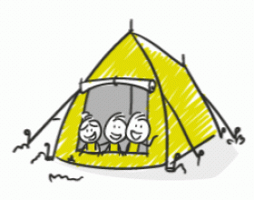 Illustratie 2 kinderen in tent